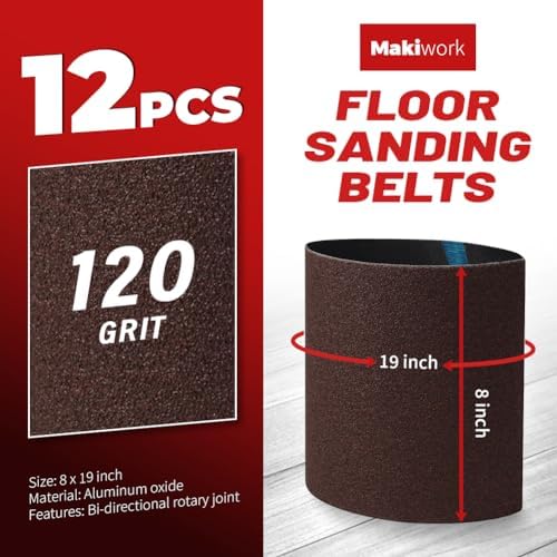 8 inch x 19 inch 120 Grit Sanding Belts, 12 Pack, EZ 8 Drum Sander Sandpaper Rolls for Woodworking and Floor Polishing, Aluminum Oxide Sander Sleeves