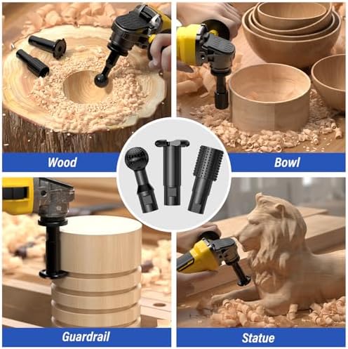 BURMONG 8Pcs Ball Gouge Rotary Burr & Rasp Set for Wood– 3-PC 5/8-11 Sphere & 5-PC 1/4" Hex Shank for Angle Grinders & Drills (Multi-Shape Gouge + Rotary Rasp File Set (8Pcs))