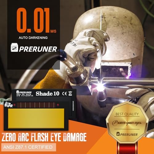 Core Series Gold Shade 10 Auto Darkening Welding Lens 2"x4 1/4", Slim 0.2" Welding Lens with Cool Blue Puddle View for Pancake & Sugar Scoop Welding Hoods
