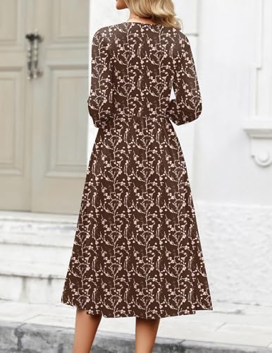 Zeagoo 3/4 Sleeve Women's Dress Casual Aline Summer Fall Midi Long Dresses
