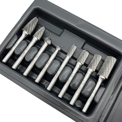 LU&MN Tungsten Carbide Burr Set, 1/4" Shank, 8 Pcs