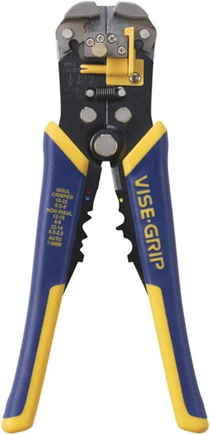 IRWIN Vise-Grip Wire Stripper, 2 inch Jaw, Cuts 10-24 AWG, ProTouch for Maximum Comfort (2078300), Blue/Yellow