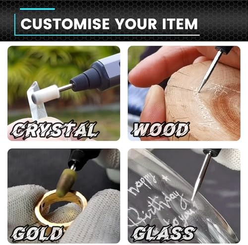 AM ARROWMAX Smart Engraving Pen, HollowCup Motor, 42 Bits with Aluminum Case, OLED, Magnetic Charge, Mini Electric Engraving Tool for Metal, Wood, Glass and Plastic (SGS PRO)
