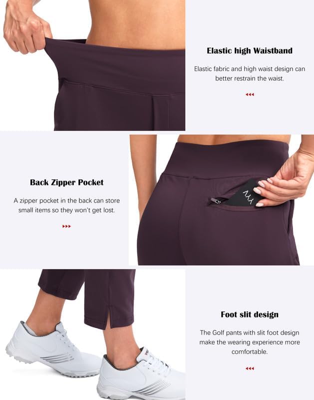 YYV Women's Golf Pants High Waist Stretch Ankle Pants with Pockets