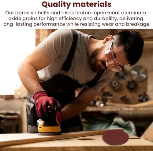 Sanding Belts and Sanding Discs Set, 4x36 Sand Belts, Aluminum Oxide Sanding Belts, 80/120/150/240/400 Grits 10 Pack Plus 6 Inch No-Hole Self Stick Oxide Sands Disc Paper 80-400 Grits