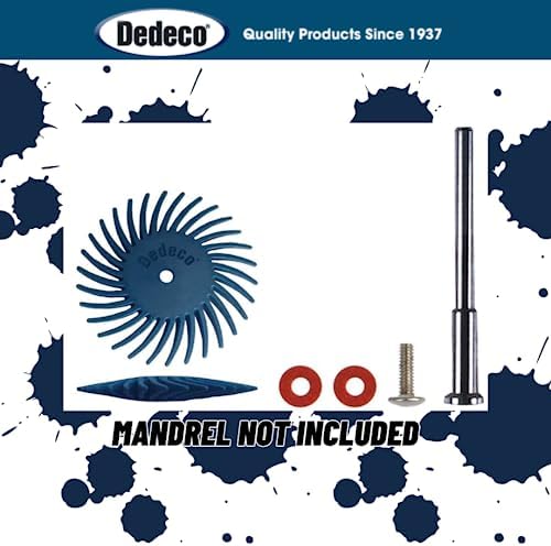 Dedeco Sunburst Radial Bristle Discs 12-Pack - 1-1/2" Curved Knife-Edge - Blue 400 Grit (Fine) - Aluminum Oxide for Polishing & Surface Finishing