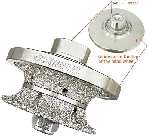V20 Diamond Full Bullnose Profile Wheel Diamond Hand Profiler Router Bit Wheel Vacuum Brazed with 5/8-11 Thread for Grinder Polisher Granite Marble Concrete and Countertop Edge Shaping