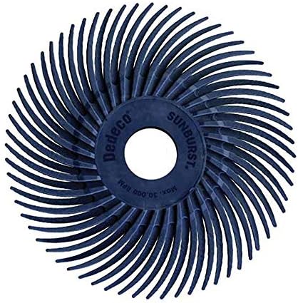 Dedeco Sunburst Radial Bristle Discs 12-Pack - 2" Curved - 3/8" Arbor - Blue 400 Grit (Fine) - Aluminum Oxide for Polishing & Finishing