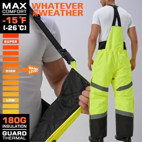 Mens Snow Bib Overalls, Insulated Coveralls for Men Waterproof