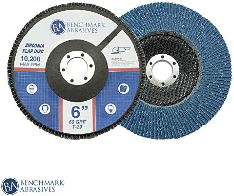 Benchmark Abrasives 6" x 7/8" Zirconia Type 29 Flap Discs, 60 Grit
