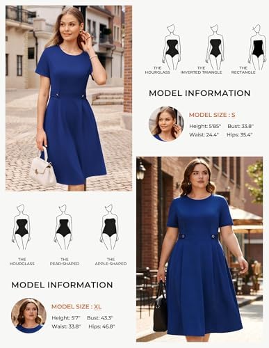 GRACE KARIN Women's 2026 Short Sleeve Church Work Midi Dresses with Pockets