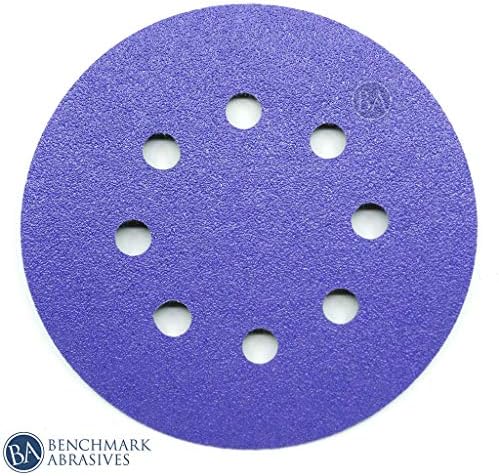 Benchmark Abrasives 5 Inch Sanding Discs Hook and Loop, Ceramic 8 Holes Adhesive Sandpaper for Surface Blending, Automotive - Orbital Sander Sandpaper (50 Discs), 1500 Grit