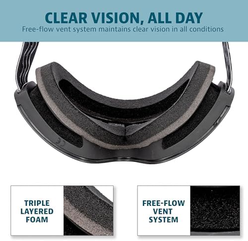 Yukon Charlie's Ropeline Adult Snow Goggles - Removable Magnetic Cylindrical Lens - Boosted Contrast, Reduced Glare, Anti-Fog