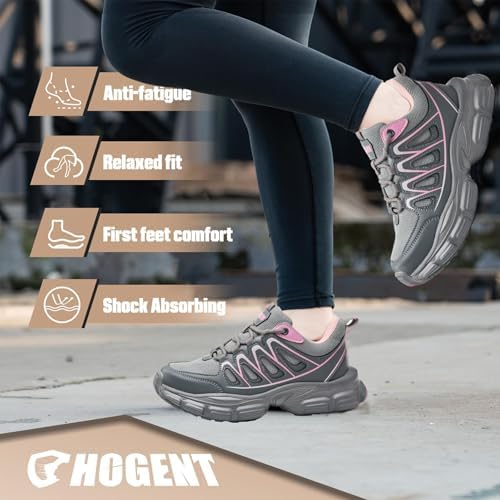 Hogent Steel Toe Shoes for Men Women - Non Slip & Lightweight Work Shoes