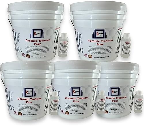 5 Gallons Ceramic Transom Pour for Transom Repairs Docks, Power Boats, Coring Parts, Mounting Engines, Sea Wall Repair, Replacement for Wood Transoms.