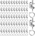Tandefio 100 Set 1/4"-20 Spring Steel Beam Clamps Metal Beam Hangers Bolt on Clamp with Metal Machine Threaded Bridle Rings for Pipe Cable Woodworking Tool (Silver,1 1/4 Inch Bridle Rings)