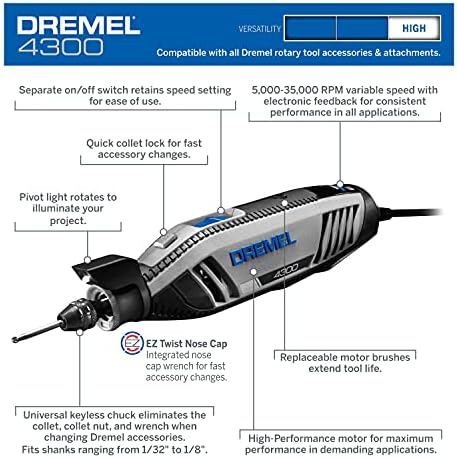 Dremel 4300-9/64 Rotary Tool Kit with Flex Shaft- 9 Attachments & 64 Accessories- Engraver, Router, Sander, and Polisher & 2500-01 Rotary Tool Multi-Vise