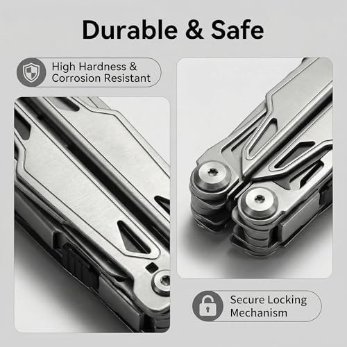Multitool, 28-in-1 Stainless Steel Multi-Tool with Pocket Knife, Self-locking Pliers, Bottle Opener Professional Multi Tool for Outdoor, Survival, Camping, Hiking, Hunting - Silver