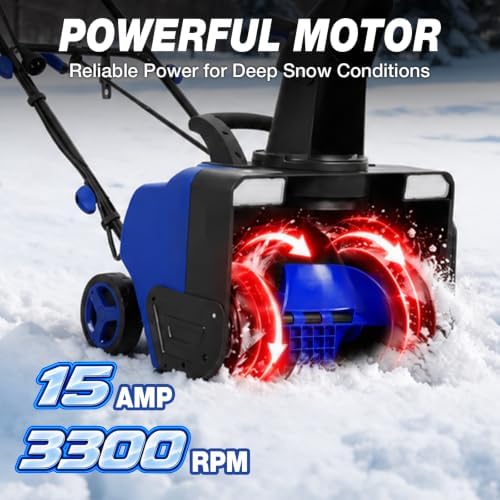 BILT HARD 20in 120V Electric Snow Blower, 15A 3300 RPM Corded Snow Thrower
