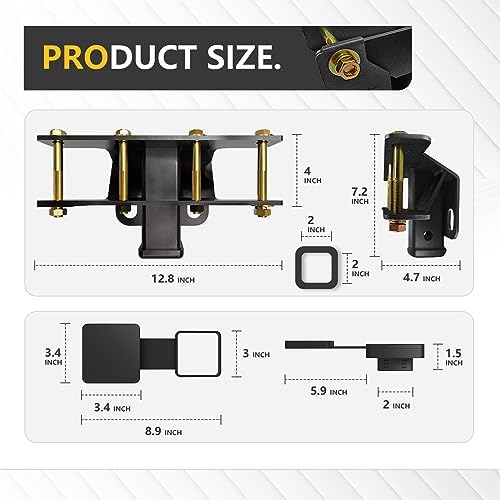 YZONA Tow Hitch 2 Inch, for Jeep Wrangler Tow Hitch Trailer Kit Compatible for 2018 2019 2020 2021 2022 2023 2024 2025 2026 JL JLU Hitch Receiver with Cover, 2 Inch Rear Bumper Towing Combo, 2/4 Doors