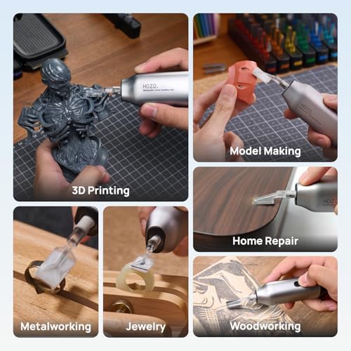 HOZO NeoSander Reciprocating Detail Sander, Mini Electric Pen Sander with 13000 SPM Linear Motion, Adjustable Stroke for Precision Sanding, Ideal for 3D Printing, Model Making, Crafts & DIY Projects