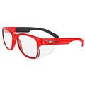 MAGID Y50 Safety Glasses for Construction | Red Frame — 48-Pack, Clear Lens | Side Shields, ANSI Z87.1+, Anti-Fog, Scratch-Resistant, 99.9% UV Protection, Polycarbonate Lens