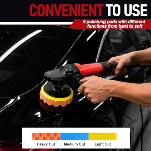 AOBEN Car Buffer Polisher,Rotary polisher,1600W Car Polisher Waxer with 6 Variable Speed,4 Polishing Pads,Detachable Handle for Car Polishing and Waxing