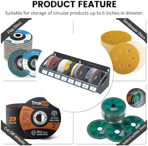 UNITEDPOWER Sanding Discs Holder, 8 Slots Wall Mount Metal Sandpaper Storage Rack for Workshop, Shed, Garage Classified Organization, Fit Most of Sandpaper