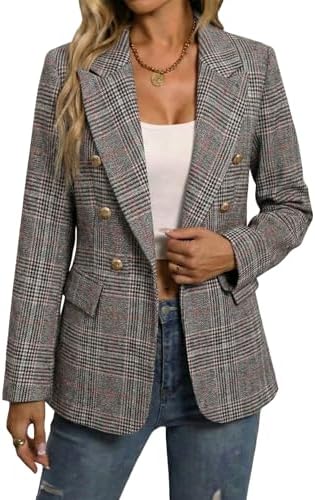 Mina Self 2026 Women's Fall Tweed Blazer Plaid Jacket Business Casual Coat