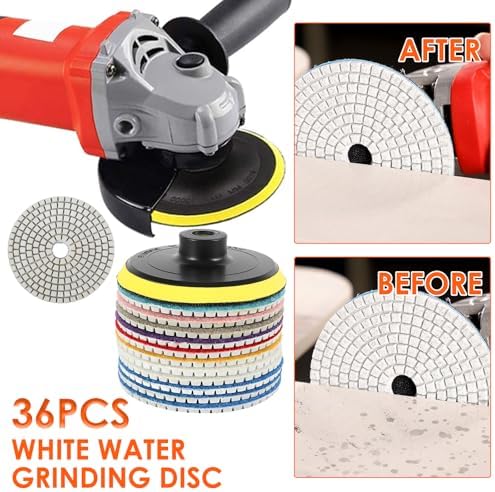 36 Pcs Granite Polishing Kit, 4 Inch 50-6000 Grit Diamond Polishing Pads