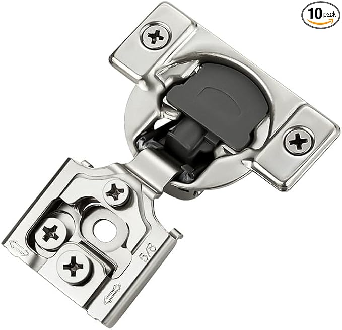 10 Pack 5 Pairs 5/8 inch Overlay Soft Close Hinges for Kitchen Cabinet Hinges Satin Nickel Hidden Hinges Stainless Steel Concealed Hinge self Closing