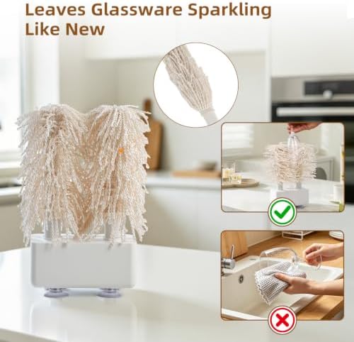 Home Glass Polisher for Wine Glasses Stemware Dryer with 4 Brush Heads