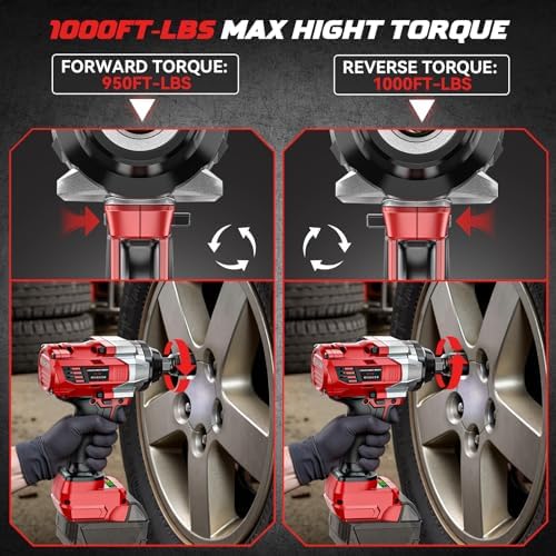 DIYtoolifz Cordless Impact Wrench 1/2” Compatible with Milwaukee 18v Battery(Bare Tool), 1000FT-LBS High Torque Impact Driver, Electric Impact Gun with LED Light, Variable Speeds, 4-Speed Control