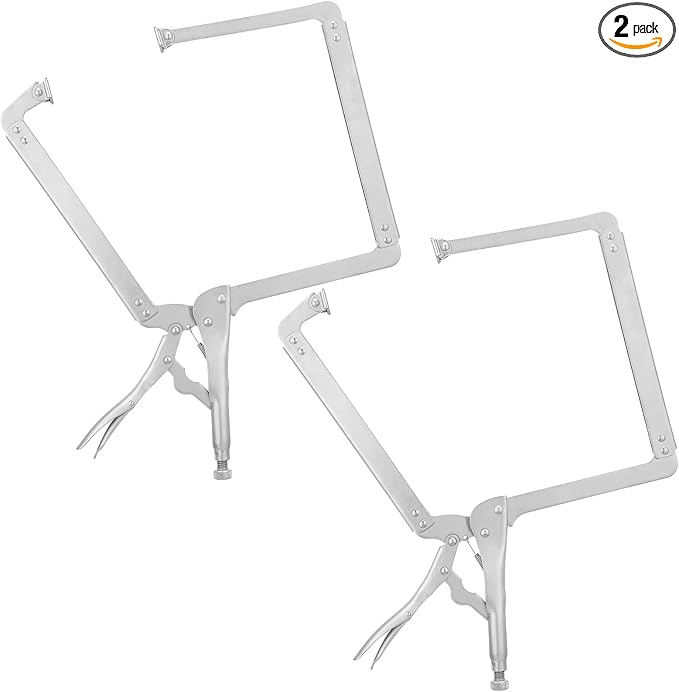 Yexiya 2 Pcs 18 Inch C Clamps Locking Pliers Welding Table Clamps Heavy Duty Locking Pliers Large Opening Adjustable with Grip Swivel Pads Alloy Steel for Woodworking Repair Home Auto Workshop