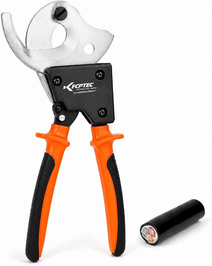 KF CPTEC Ratchet Cable Cutters Effortless up to 300mm²(AWG 600MCM) Ratcheting Wire Cutter for Electrical Aluminum, Copper & Multi-core Cables, Clean Cuts with No Fray