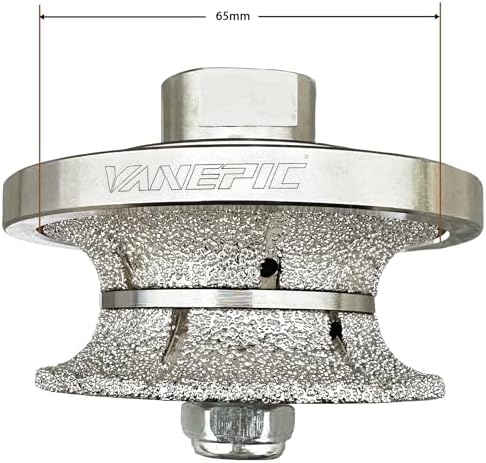V20 Diamond Full Bullnose Profile Wheel Diamond Hand Profiler Router Bit Wheel Vacuum Brazed with 5/8-11 Thread for Grinder Polisher Granite Marble Concrete and Countertop Edge Shaping