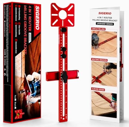 Router Circle Cutting Jig for DeWalt/Bosch/Milwaukee Compact Routers – 4 in 1 Adjustable Router Jig, Aluminum Alloy Circle Cutting Guide for Trim Routers, 5.5–30" for Circles, Arcs & Grooves