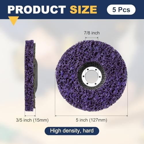 5Pcs 5" x7/8"(Arbor) Paint Stripper Discs for Angle Grinder Purple