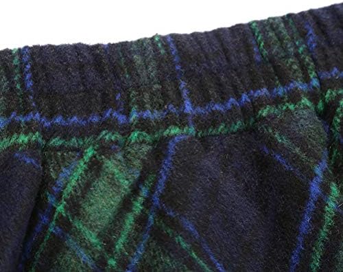 IDEALSANXUN Womens Plaid Wool Skirts Elastic Waist A-Line Pleated Tartan Long Skirts