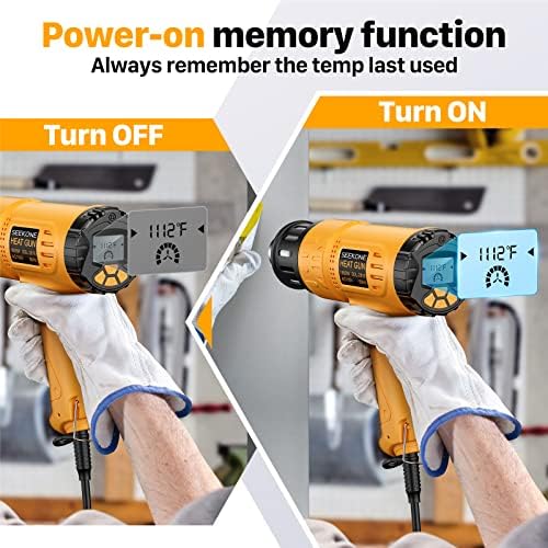 SEEKONE 1800W Heat Gun with LCD Display 122°F-1112°F for Paint Removal