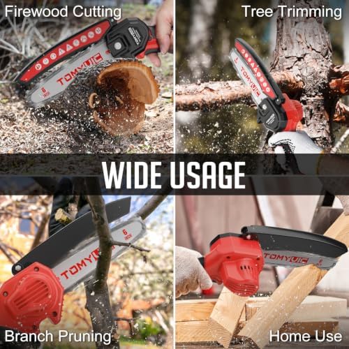 Electric 6 Inch Mini Small Cordless Battery Powered Handheld Chainsaw With Charger For Trimming On Tree Branches, Wood Cutting, Pruning Shears To Diy, Backyard Upkeep, Light Home Repairs