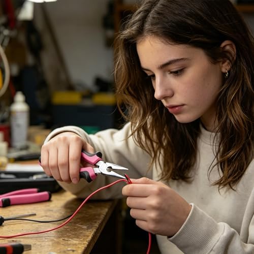 CARTMAN 150-Piece 8V Cordless Drill Hand Tool Set Pink Household Repair Kit