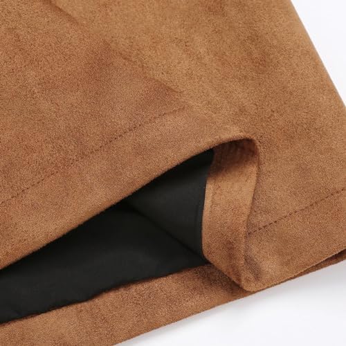 IDEALSANXUN Plaid Skirts for Women Fall Winter Knee Length Pencil Wool Skirt with Slit