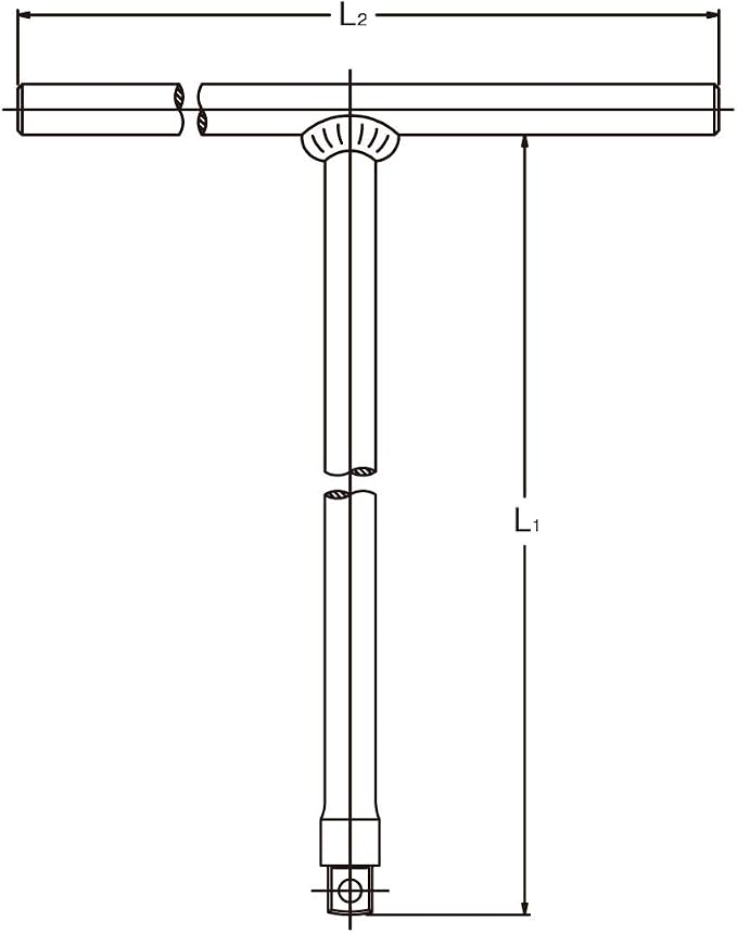 Ko-ken 3715SLK 3/8 Sq. T Handle Sliding Bar 236 × 200mm | T-handle with 3/8 Sq. drive, sliding bar and free-turn grip, measuring 236 × 200mm.