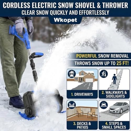 Cordless Electric Snow Shovel, Brushless, 11.8 in, 2 Batteries