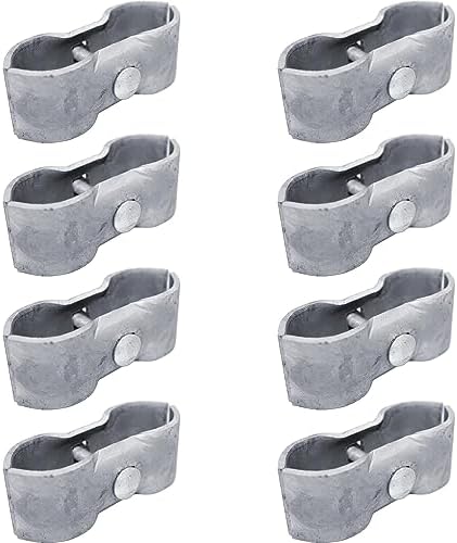 1-5/8" Galvanized Chain Link Fence Panel Clamps with Bolts & Nuts - Saddle Clamps for Dog Kennels & Temporary Fencing (8 Pack)