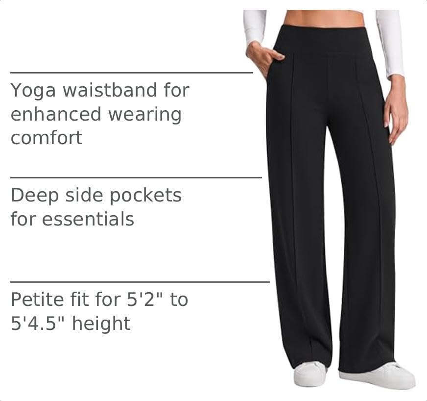 G4Free EverGoing Wide Leg Yoga Pants for Women Front Seam with Pockets