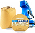 5 inch Sanding Discs 240 Grit Sandpaper Discs PSA Adhesive Sandpaper Roll No Hole - Disc Gold Round Sanding Paper, Durable Sand Paper for Wood, Auto Body, Metal, Marine Paint for Smooth Surfaces