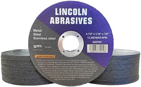 50 Pc 4.5" x 1/16" x 7/8" Cut-Off Wheels Lincoln Abrasives Metal & Stainless Steel