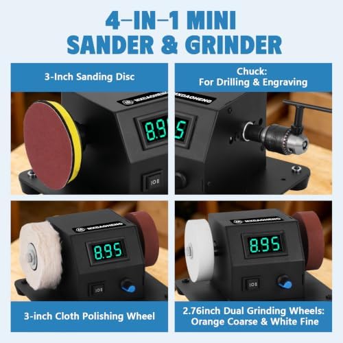 4-in-1 Mini Disc Sander 260W, Electric Resin Polishing Machine with Chuck